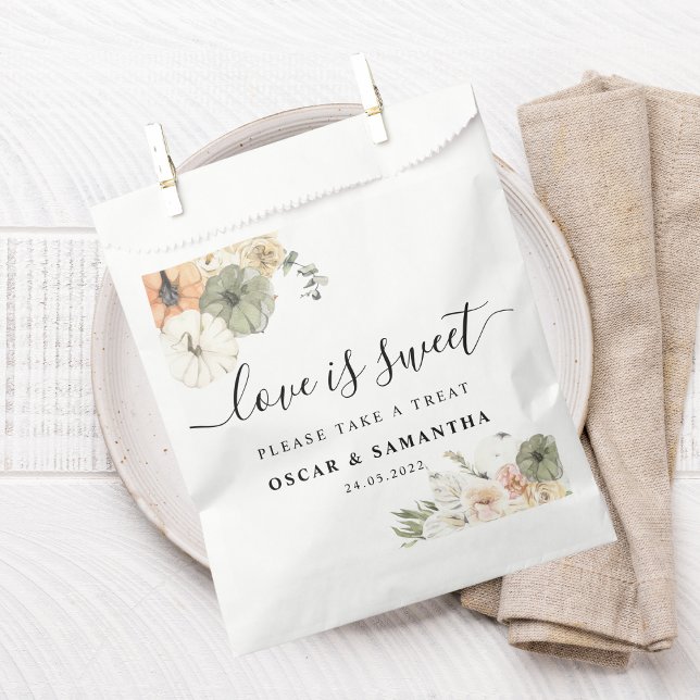 Sacolinha Casamento outono Favor Bag | Pumpkins de Aquarela (Criador carregado)