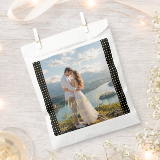 Sacolinha Casamento personalizado com bolinhas douradas e pr