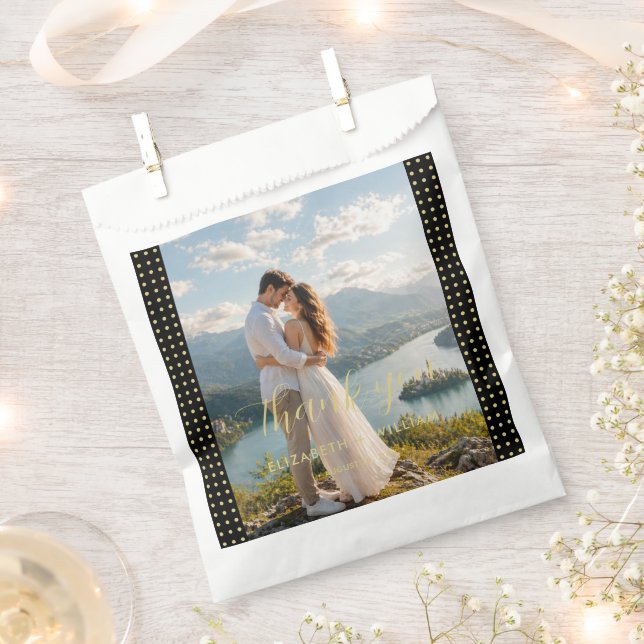 Sacolinha Casamento personalizado com bolinhas douradas e pr (Cortado)