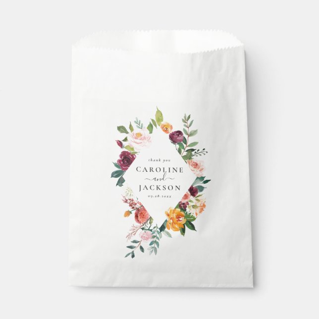Sacolinha Casamento Personalizado das Flores de Outono (Frente)