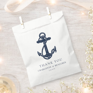 Sacolinha Casamento Personalizado de Âncora Azul Marinho Náu