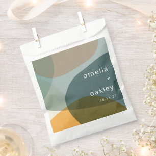 Sacolinha Casamento Personalizado de Teal Verde da Abstrato 