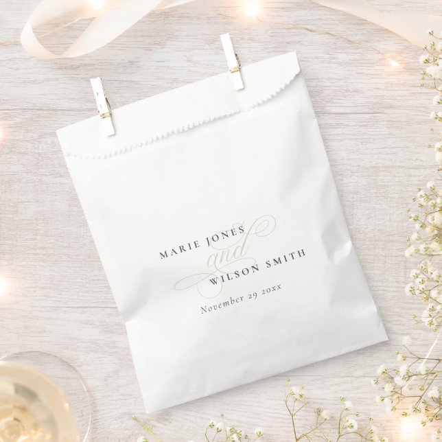 Sacolinha Casamento Preto e Branco com Script Chic Simples (Cortado)