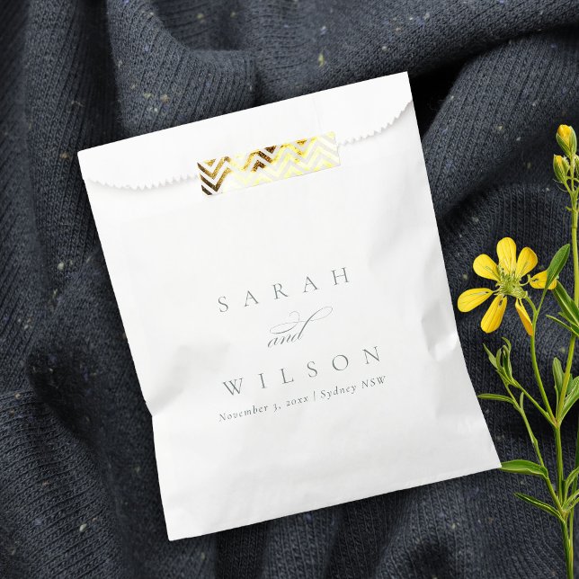 Sacolinha Casamento preto e branco com script Elegante simpl (Criador carregado)