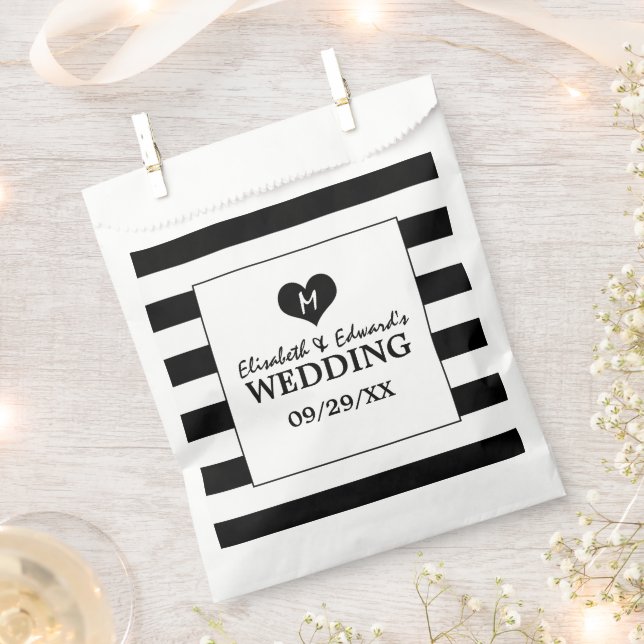 Sacolinha Casamento preto e branco moderno (Cortado)