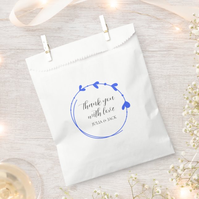 Sacolinha Casamento Real Blue Simple Heart Wreath (Cortado)