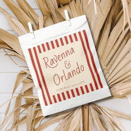 Sacolinha Casamento Retro Minimalista Listras de Marfim Verm