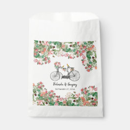 Sacolinha Casamento Romântico de Flores de Bicicletas e Aves
