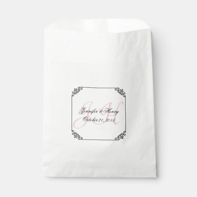 Sacolinha Casamento Rosa Monograma Favor Bag (Frente)