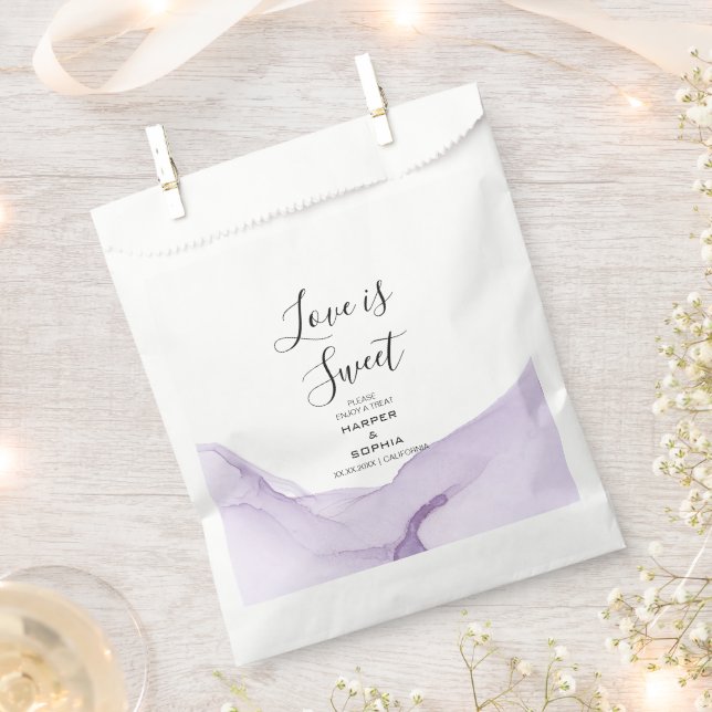 Sacolinha Casamento Roxo Aquarela Moderna (Cortado)