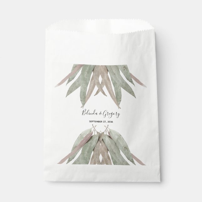 Sacolinha Casamento Rustic Eucalyptus Leaf (Frente)