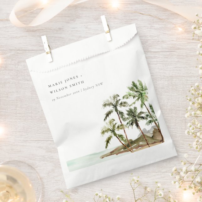 Sacolinha Casamento Rustic Tropical Palm Trees Beach Sand (Cortado)