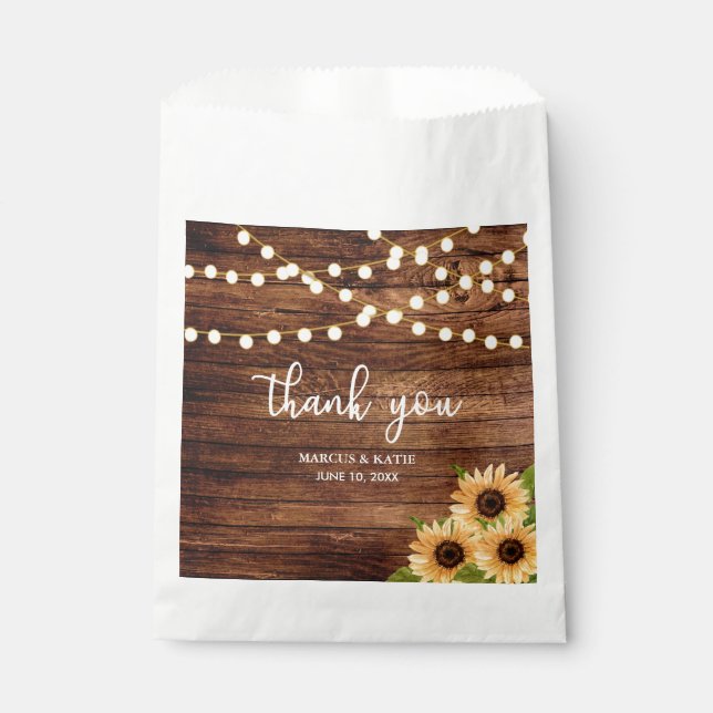Sacolinha Casamento Rustic Woods e Sunflower (Frente)