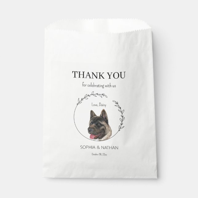 Sacolinha Casamento Simple Akita Dog Obrigado Favor Bag (Frente)