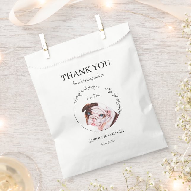 Sacolinha Casamento Simples De Bulldog Inglês Obrigado A Fav (Cortado)