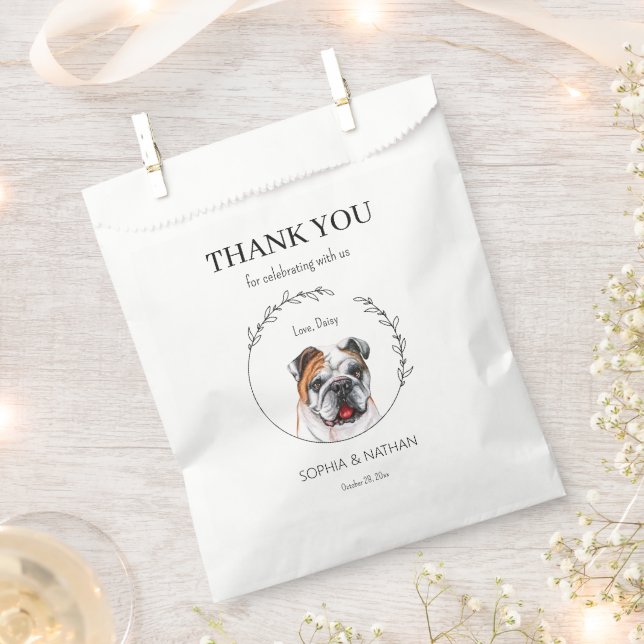 Sacolinha Casamento Simples De Bulldog Inglês Obrigado A Fav (Cortado)