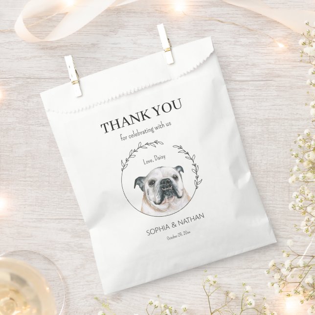 Sacolinha Casamento Simples De Bulldog Inglês Obrigado A Fav (Cortado)