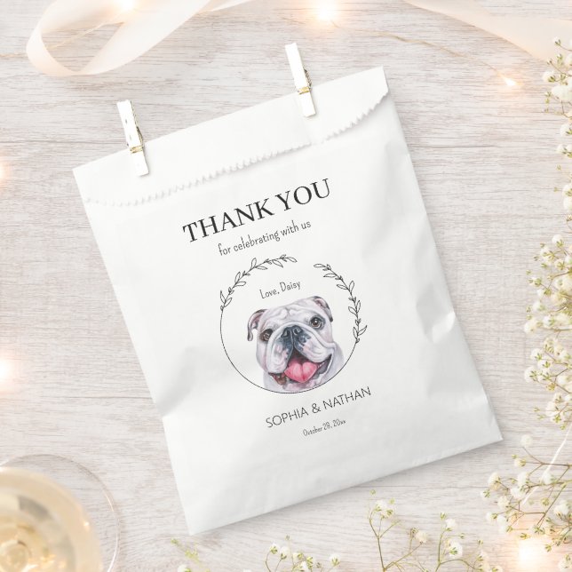 Sacolinha Casamento Simples De Bulldog Inglês Obrigado A Fav (Cortado)
