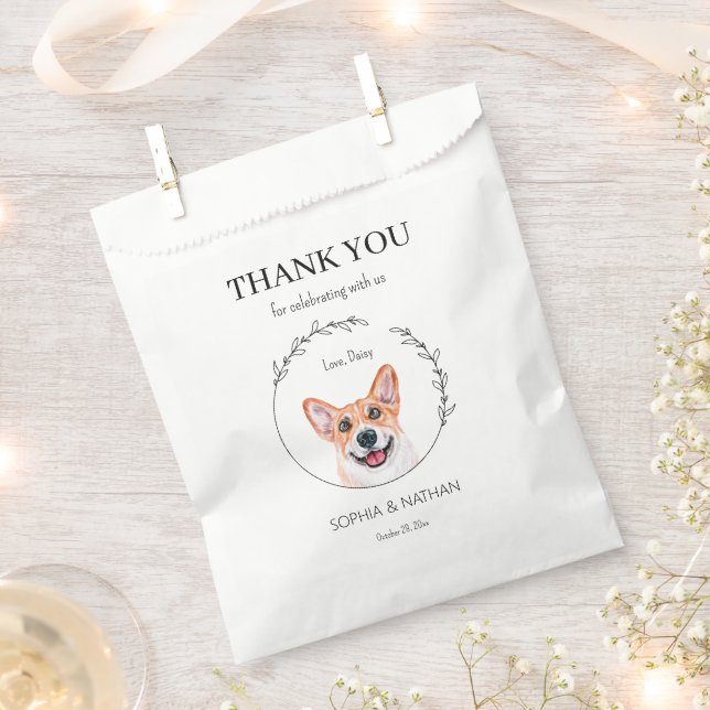 Sacolinha Casamento Simples De Cachorro Corgi Obrigado A Fav (Cortado)
