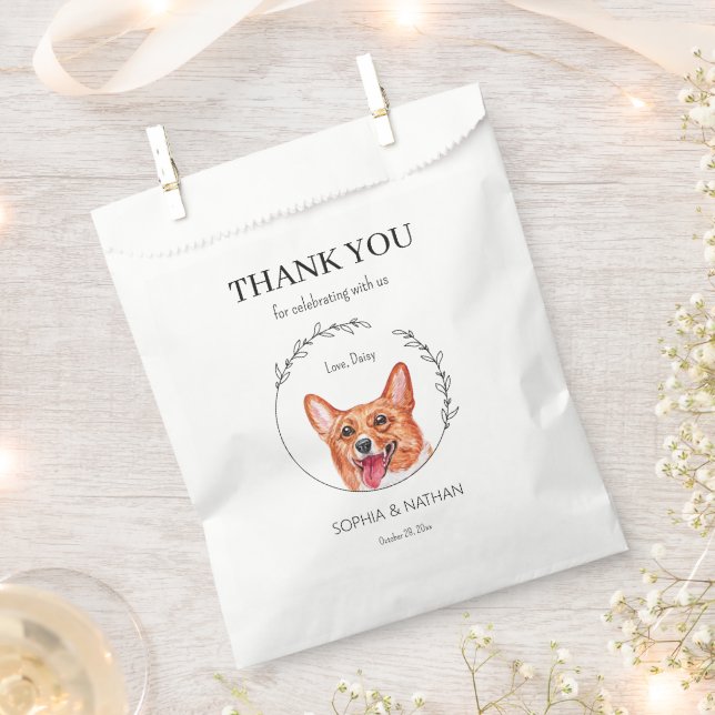 Sacolinha Casamento Simples De Cachorro Corgi Obrigado A Fav (Cortado)
