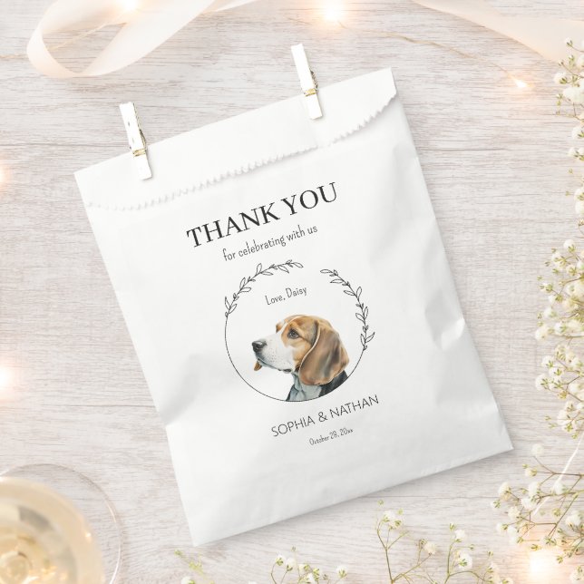 Sacolinha Casamento Simples De Cachorro De Bagle Obrigado A  (Cortado)