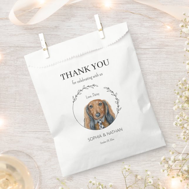 Sacolinha Casamento Simples De Cão De Dachshund Obrigado A F (Cortado)