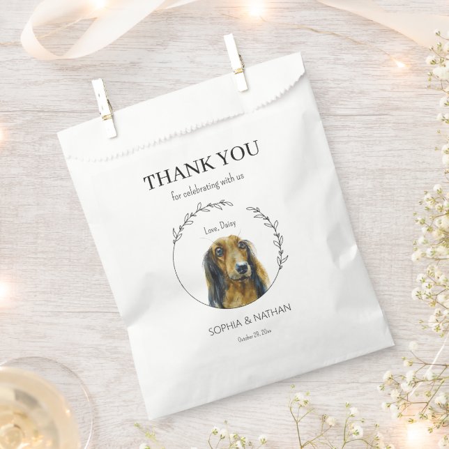 Sacolinha Casamento Simples De Cão De Dachshund Obrigado A F (Cortado)