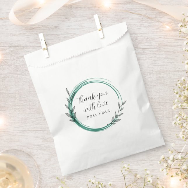 Sacolinha Casamento Simples de Wreath Emerald Green (Cortado)