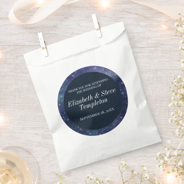 Sacolinha Casamento Starry Night Celestial Obrigado Marinho (Cortado)