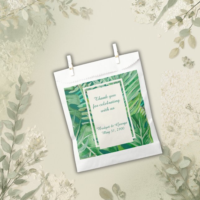 Sacolinha casamento tropical de esmerald greenery (Criador carregado)