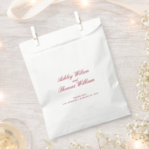 Sacolinha Casamento Vermelho com Script Minimalista Moderno