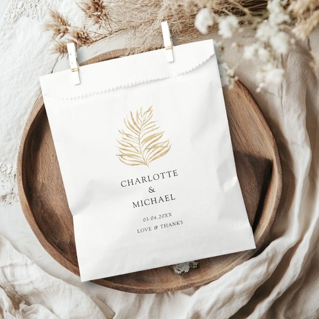 Sacolinha Casamentos de Tendência de Plantas Elegantes (Elegant Plant Trending Weddings Favor Bag with your name and dates.)