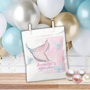 Sacolinha Cauda de sereia em aquarela rosa e roxa