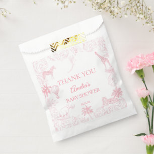 Sacolinha Chá de Bebê Animais Safari Rosa Corado