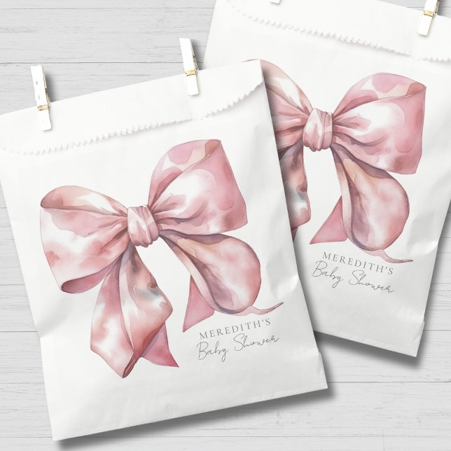 Sacolinha Chá de Bebê Arco Rosa (Pink Bow Baby Shower Favor Bag )