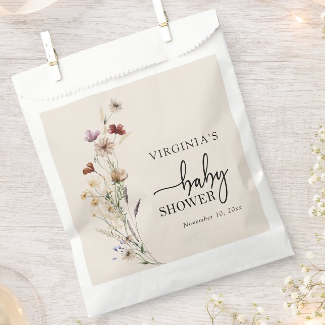 Sacolinha Chá de Bebê Boho Wildflowers (Boho Wildflowers Baby Shower Favor Bag by Painted Paperie
)