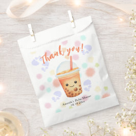 Sacolinha Chá de Bebê Bubble Tea Aquarela Obrigado