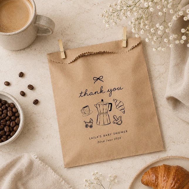 Sacolinha Chá de Bebê Café Bebe em Casa (Cafe Bebe Home Coffee Baby Shower Favor Bag)