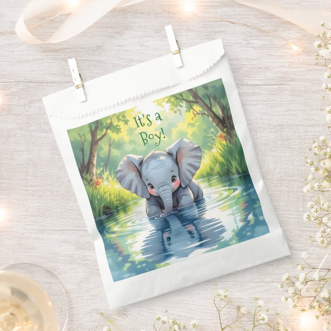 Sacolinha Chá de Bebê com Tema de Elefante Bebê (Cortado)