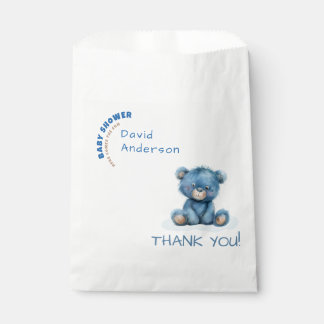 Sacolinha Chá de bebê de ursinho azul em aquarela menino