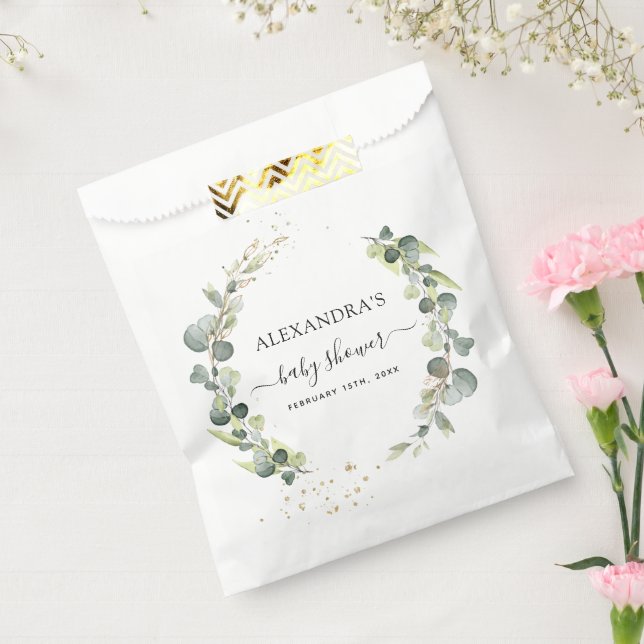 Sacolinha Chá de Bebê Eucalipto Verde Boho Rústico (Selado)