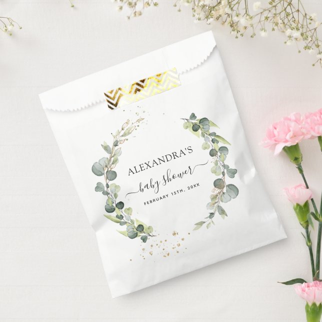 Sacolinha Chá de Bebê Eucalipto Verdejante Boho Rústico (Selado)