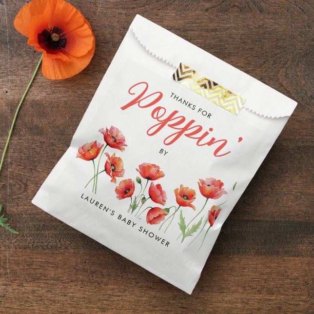 Sacolinha Chá de Bebê Flor de Papoula Primavera Noiva (Poppy Flower Floral Spring Baby Bridal Shower Favor Bag
)