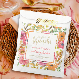 Sacolinha Chá de Bebê Floral Aquarela Outono Brunch Casament