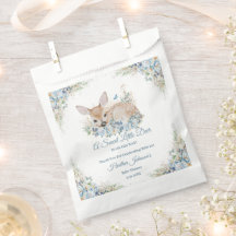 Chá de Bebê Floral Cute Azul e Bege com Veado