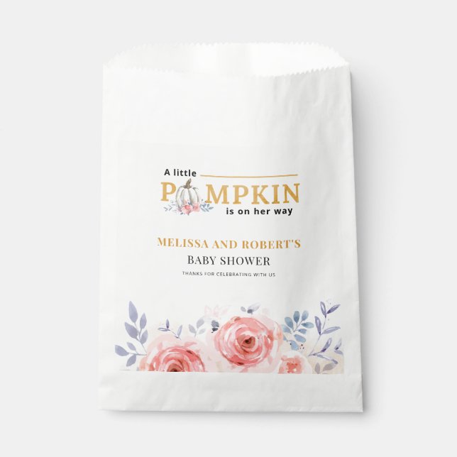 Sacolinha Chá de Bebê Floral de Abóbora (Frente)