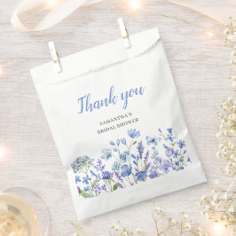 Sacolinha Chá de Bebê Floral de Aquarela Flor Silvestre Azul
