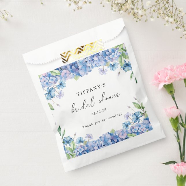 Sacolinha Chá de Bebê Floral de Hydrangea Azul Moderno (Selado)