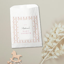 Sacolinha Chá de Bebê Floral Rosa com Laço Vintage