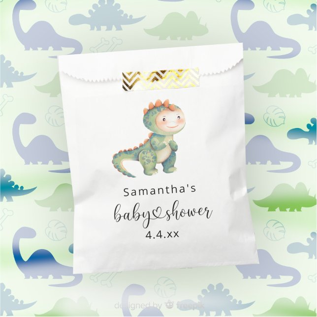 Sacolinha Chá de bebê menino dinossauro aquarela (Criador carregado)